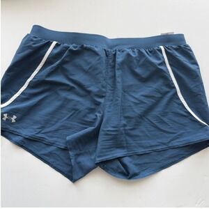 Under Armour HeatGear Womens Blue Running Shorts Loose Fit Size Large